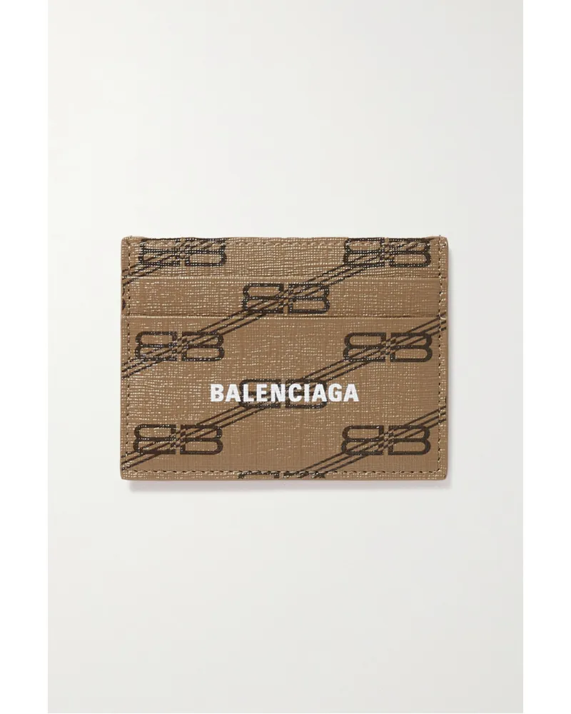 Balenciaga Bedrucktes Kartenetui aus Beschichtetem Canvas Neutral