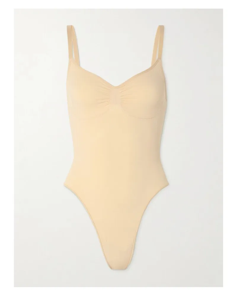 SKIMS Seamless Sculpt Thong Bodysuit – Sand – String-body - Neutral Neutral
