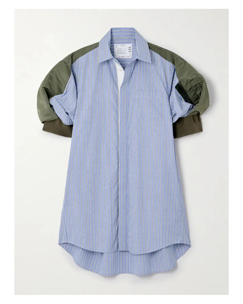 Sacai Mini-hemdblusenkleid Aus Baumwollpopeline Mit Besätzen Aus Shell - Blau Blau