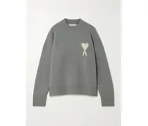 Oversized-pullover Aus Einer Alpakawollmischung Mit Intarsienmotiv - Grau