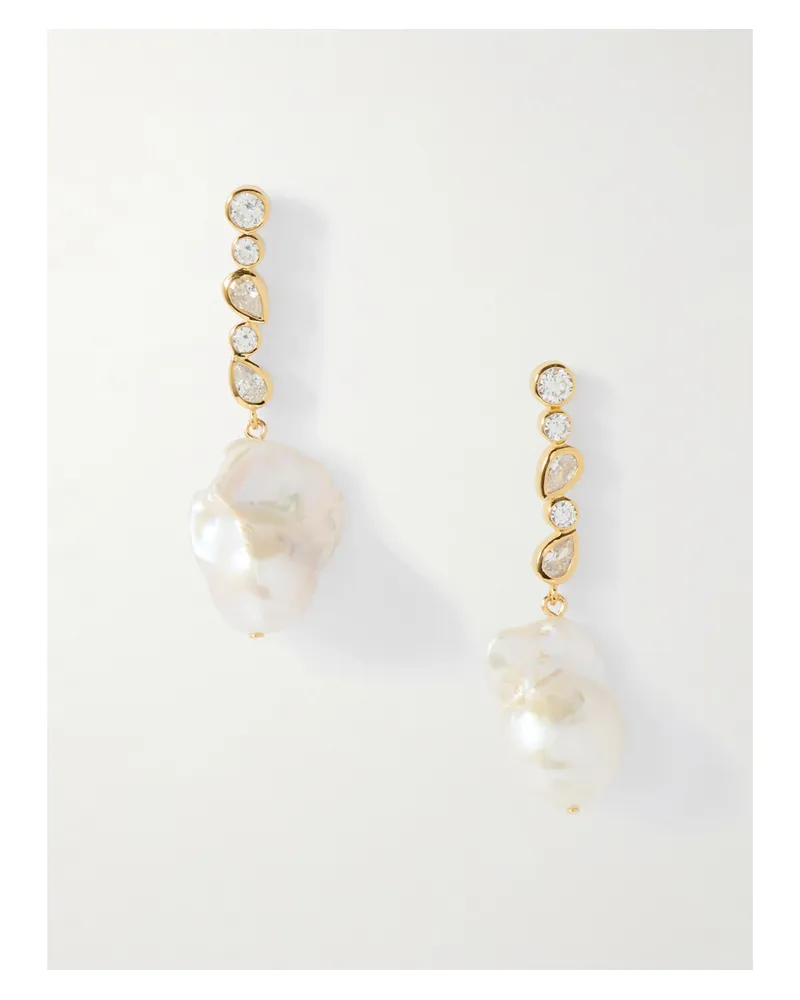 Completedworks Ohrringe Aus Recyceltem Gold-vermeil Mit Perlen Und Cubic Zirkonia Gold