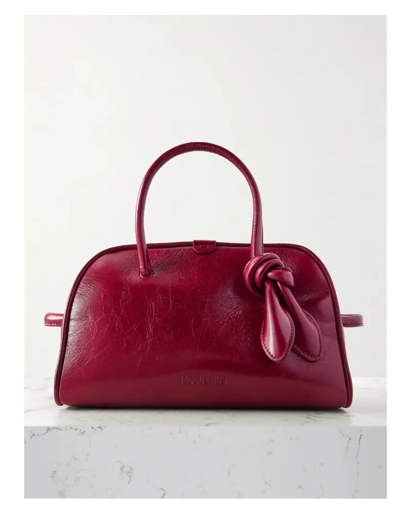 Jacquemus The Turismo Kleine Tote Aus Leder In Knitteroptik - Burgunder Burgunder
