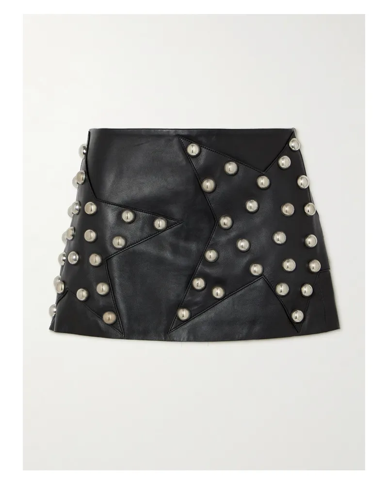 Area Minirock Aus Leder Mit Nieten - Schwarz Schwarz