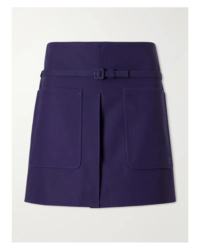 Courrèges Belted Cotton-canvas Mini Skirt - Blue Blue