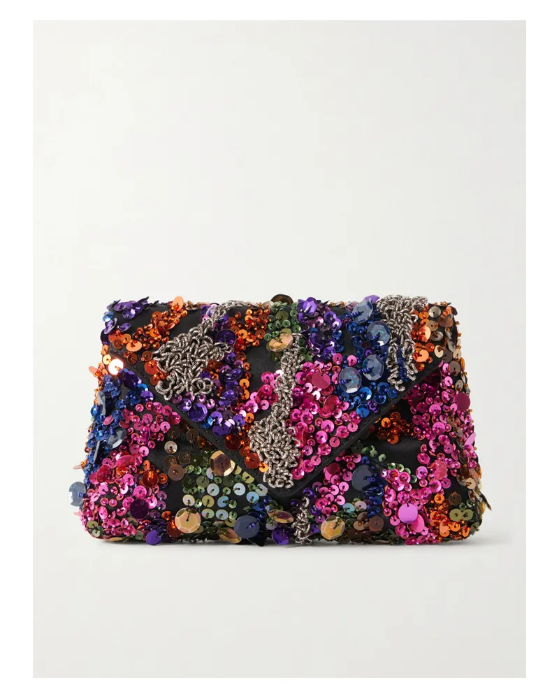 Dries van Noten Clutch Aus Satin Mit Pailletten Und Zierperlen - Mehrfarbig Mehrfarbig