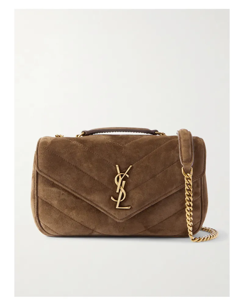 Saint Laurent Loulou Quilted Suede Shoulder Bag - Brown Brown
