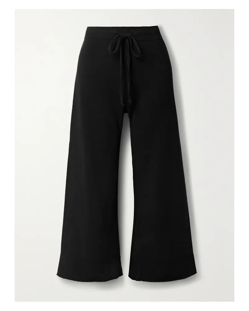 Nili Lotan Kiki Cropped Voile-trimmed Cotton-jersey Track Pants - Black Black