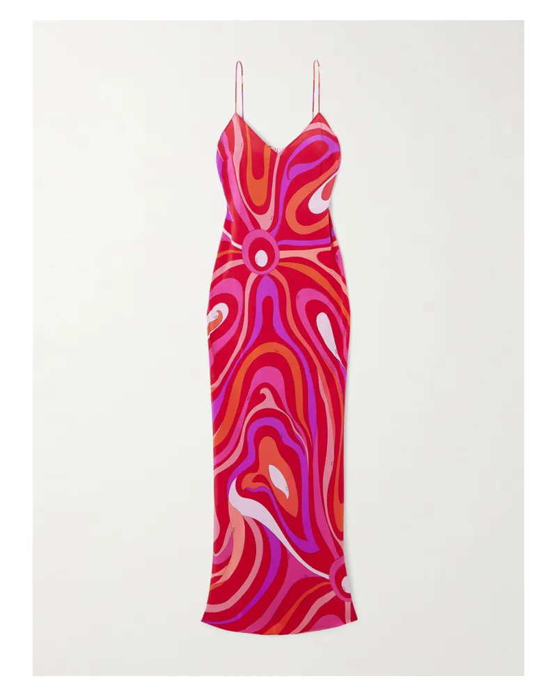 Emilio Pucci Marmo Maxikleid Aus Bedrucktem Crêpe De Chine Aus Seide - Pink Pink