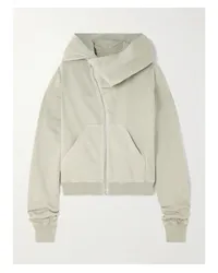 Rick Owens Mountain Asymmetrische Kapuzenjacke aus Baumwoll-jersey Neutral