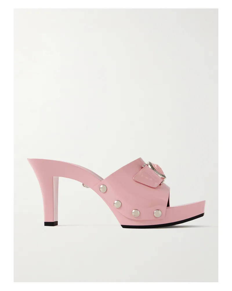 Versace Mules Aus Lackleder Mit Verzierungen - Pink Pink