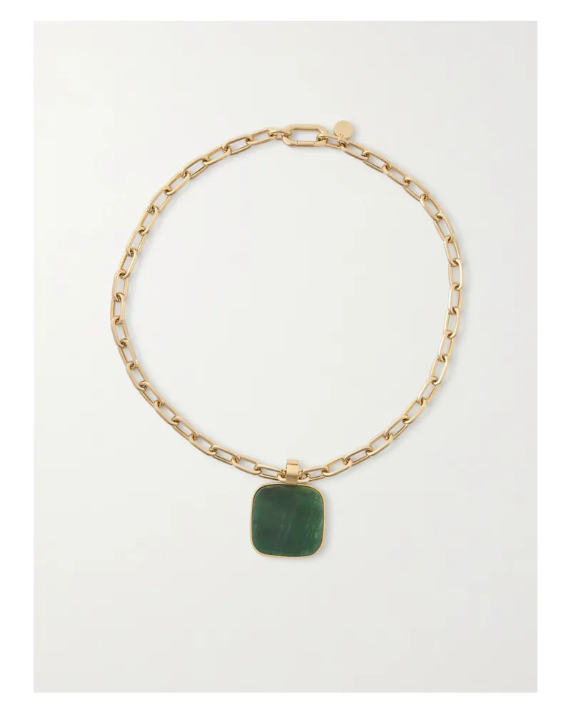 La DoubleJ Soul Goldfarbene Kette Mit Jade - Grün Grün