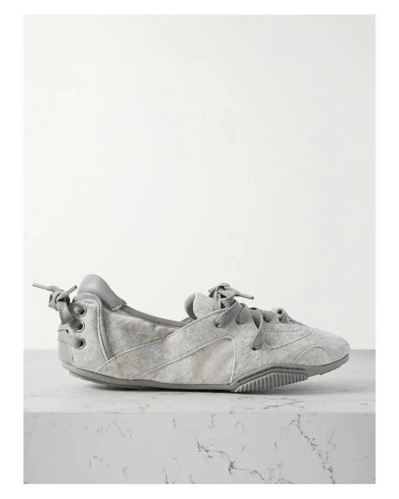 Acne Studios Flache Schuhe Aus Veloursleder Mit Lederbesätzen - Grau Grau
