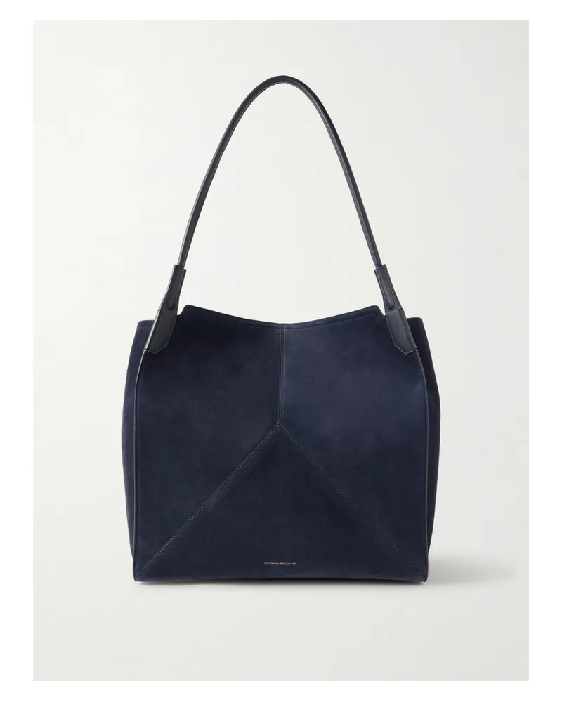 Victoria Beckham The Victoria Soft Leather-trimmed Paneled Suede Tote - Blue Blue