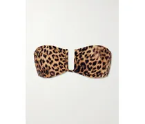 Prague Leopard-print Bandeau Bikini Top - Brown