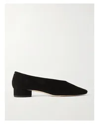 aeyde Delia Flache Schuhe aus Veloursleder Schwarz