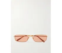 Goldfarbene Sonnenbrille Mit Eckigem Rahmen