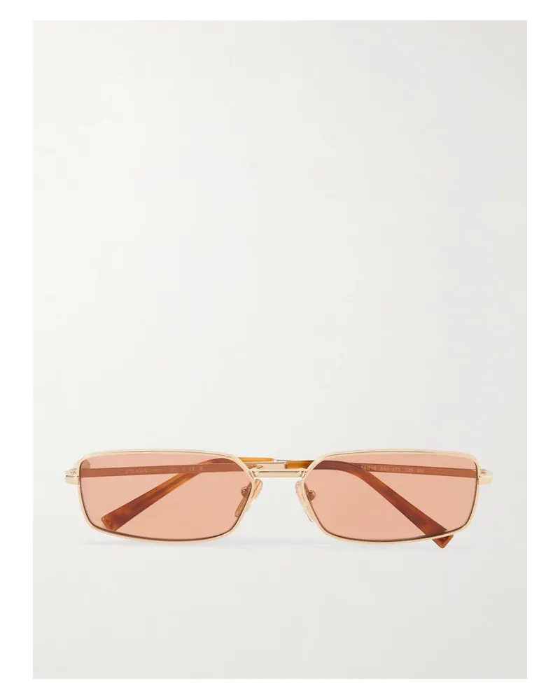Prada Goldfarbene Sonnenbrille Mit Eckigem Rahmen Gold