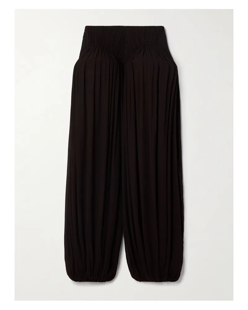 Alaïa Hose Mit Schmal Zulaufendem Bein Aus Crêpe Mit Falten - Braun Braun