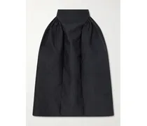 Daphne Pleated Cloqué Midi Skirt - Black