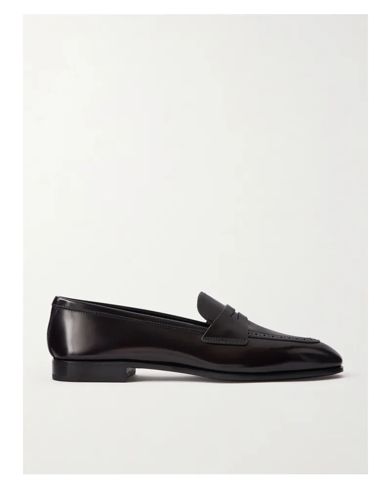 Church's Onyx Perforated Leather Loafers - Burgundy Burgundy