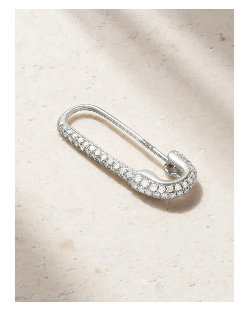 ANITA KO Safety Pin 18-karat White Gold Diamond Single Earring - Silver Silver