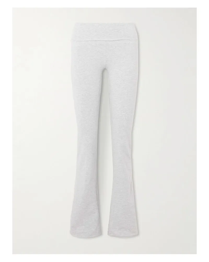 SKIMS Stretch-cotton Jersey Foldover Pants – Light Heather Grey – Hose Aus Stretch-jersey Aus Baumwolle Mit Überschlag - Grau Grau
