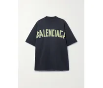 Oversized Distressed Printed Cotton-jersey T-shirt - Black