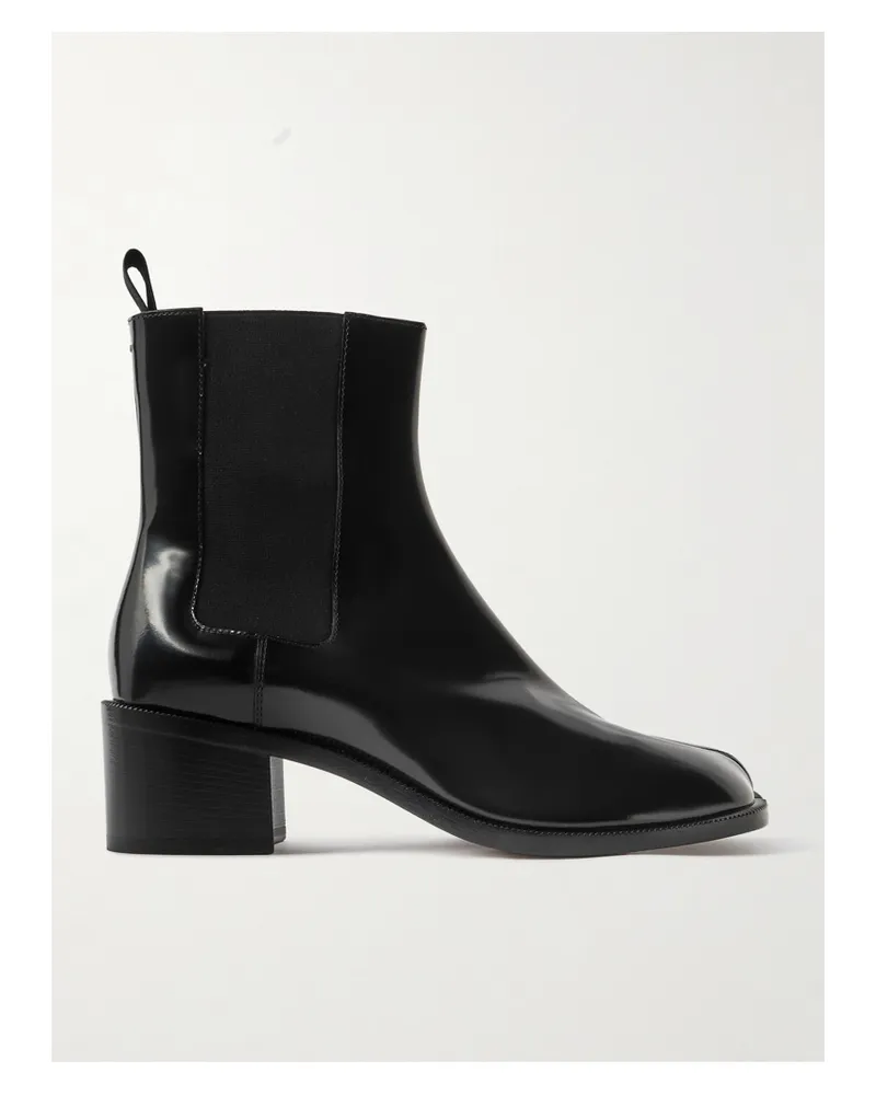 Maison Margiela Tabi City Split-toe Glossed-leather Chelsea Boots - Black Black