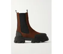 Rubber-trimmed Recycled-suede Chelsea Boots - Brown