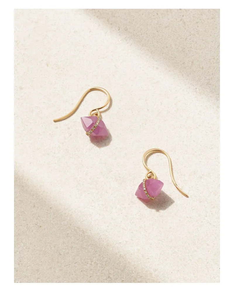 Melissa Joy Manning Ohrringe Aus Recyceltem 14 Karat Gold Mit Rubinen Und Herkimer-diamanten - Rot Rot
