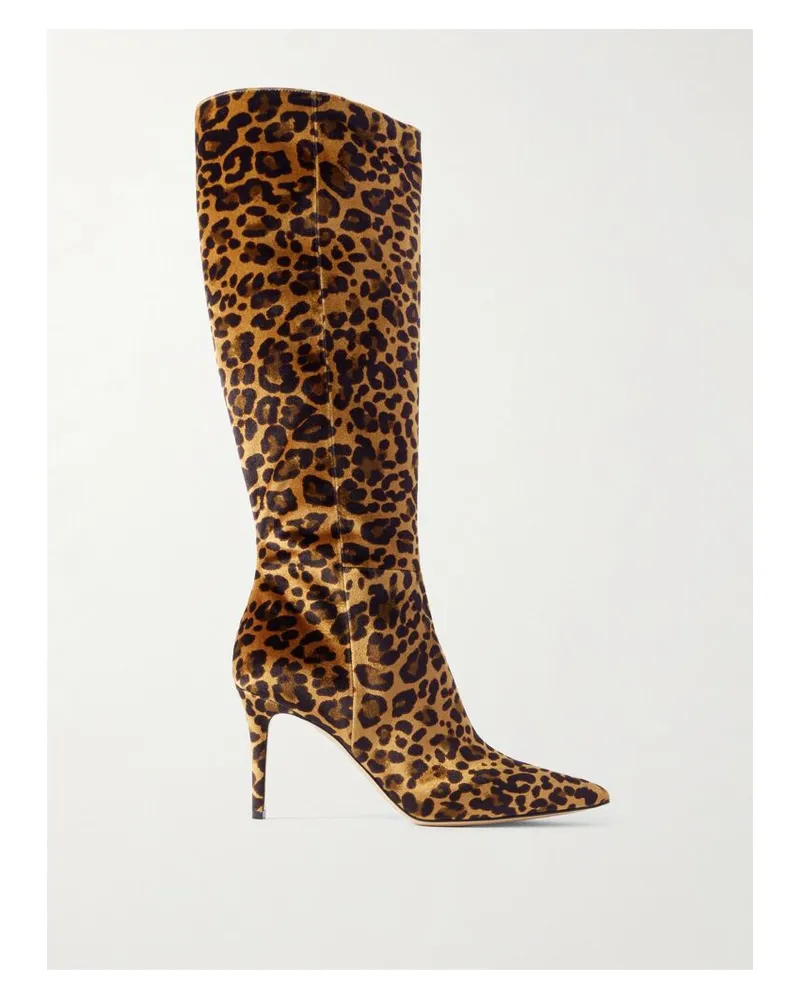 Gianvito Rossi Kniehohe Stiefel Aus Samt Mit Leopardenprint - Animal-Print Animal-print