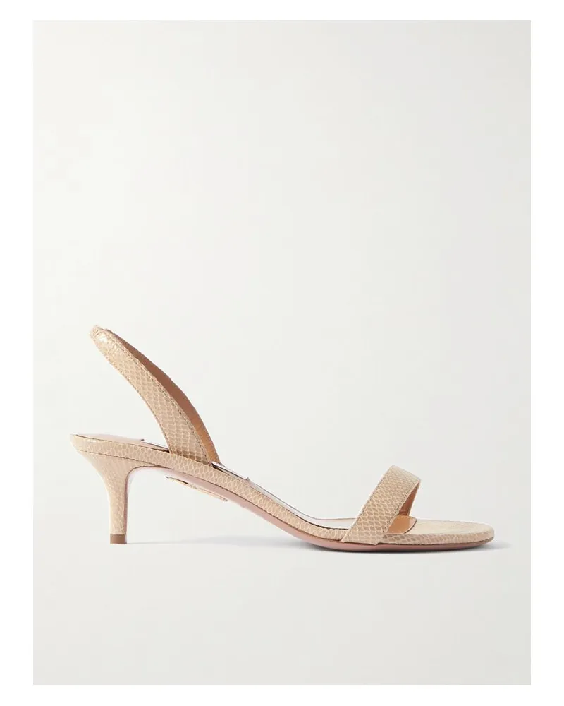 Aquazzura So Nude 50 Slingback-sandalen Aus Leder Mit Schlangeneffekt - Neutral Neutral