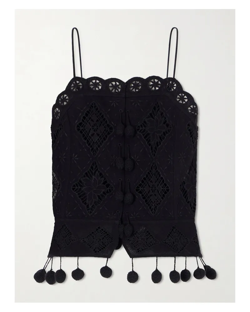 Isabel Marant Nelssy Crocheted Cotton-blend Tank - Black Black