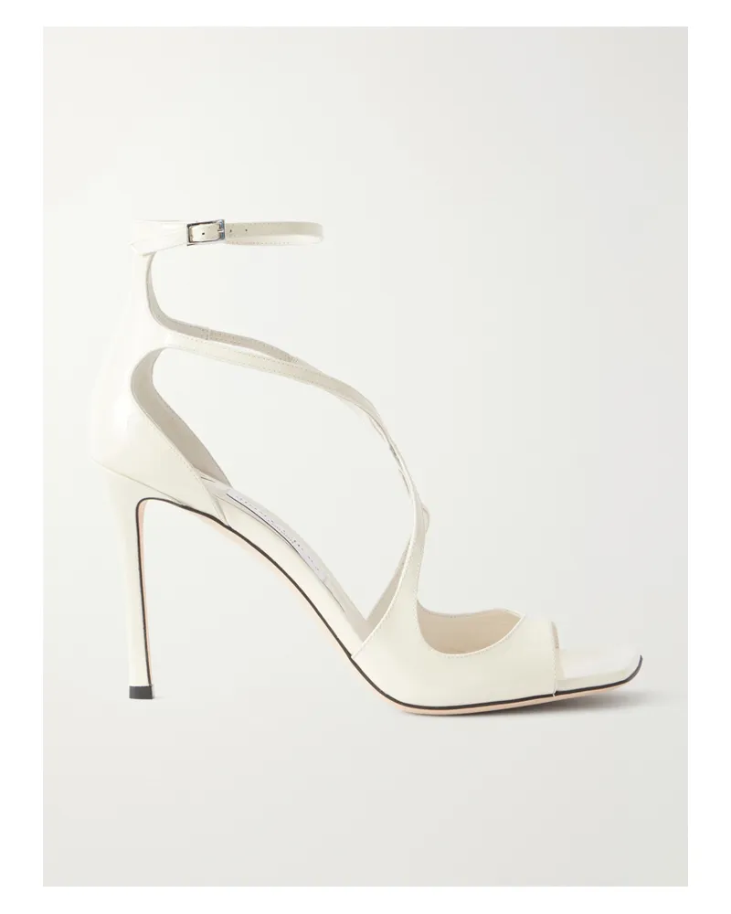 Jimmy Choo Azia 95 Patent-leather Sandals - Neutrals Neutrals