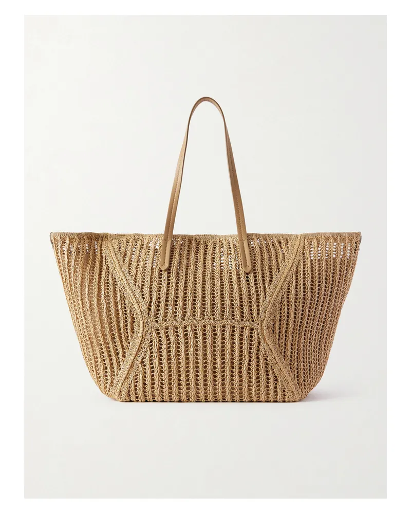 Brunello Cucinelli Leather-trimmed Woven Tote - Neutrals Neutrals