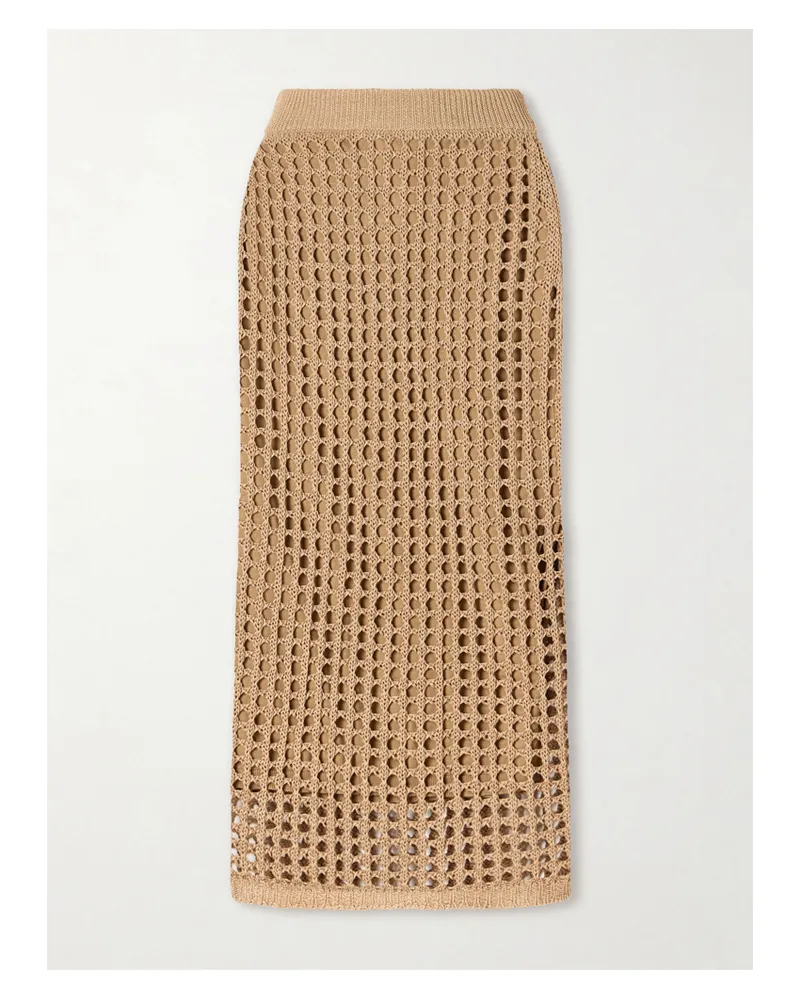 Max Mara Crocheted Cotton Midi Skirt - Brown Brown
