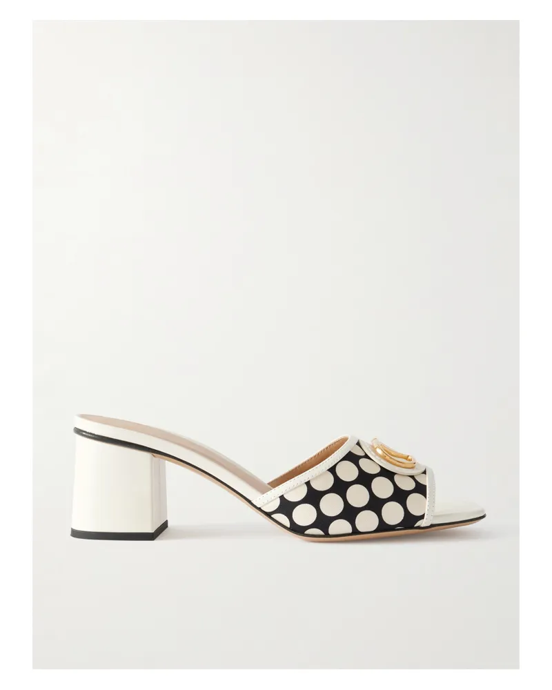 Valentino Garavani Escape 60 Mules Aus Twill Mit Punkten, Lederbesätzen Und Verzierung - Weiß Weiß
