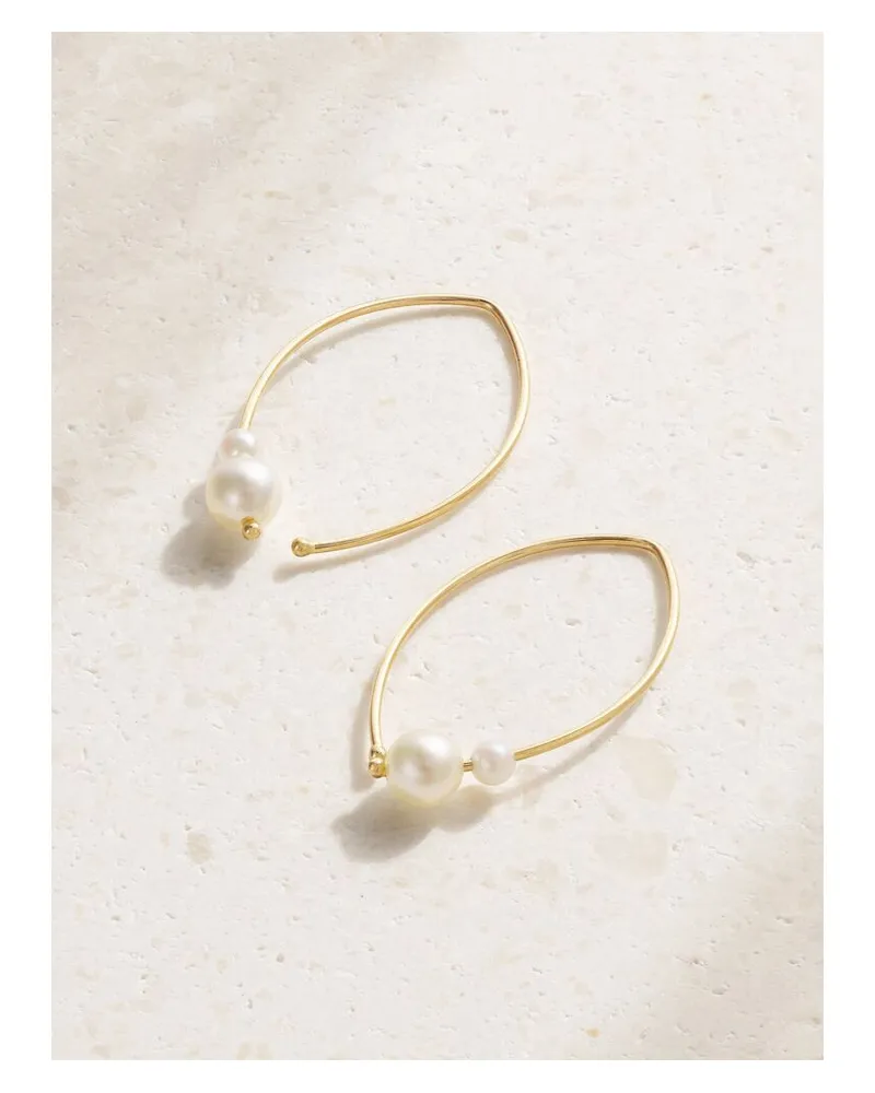 MIZUKI Kleine Ohrringe Aus 14 Karat Gold Mit Perlen Gold