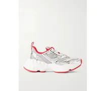 So Flo Metallic Leather-trimmed Mesh Sneakers - Silver