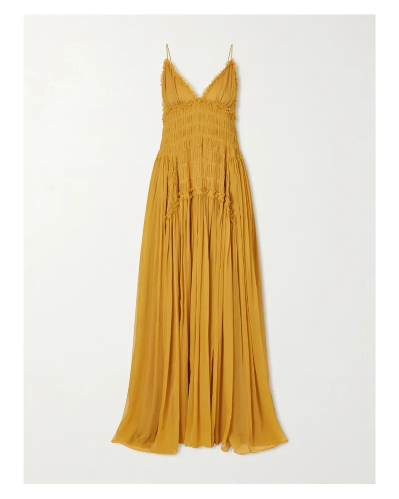 Ulla Johnson Atrani Tiered Silk-chiffon Gown - Orange Orange
