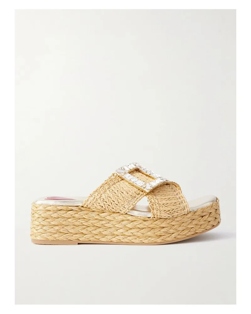 Roger Vivier 60 Plateau-pantoletten Aus Raffiabast Mit Verzierungen - Neutral Neutral