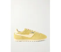 Windspin Leather-trimmed Suede Sneaklers - Yellow