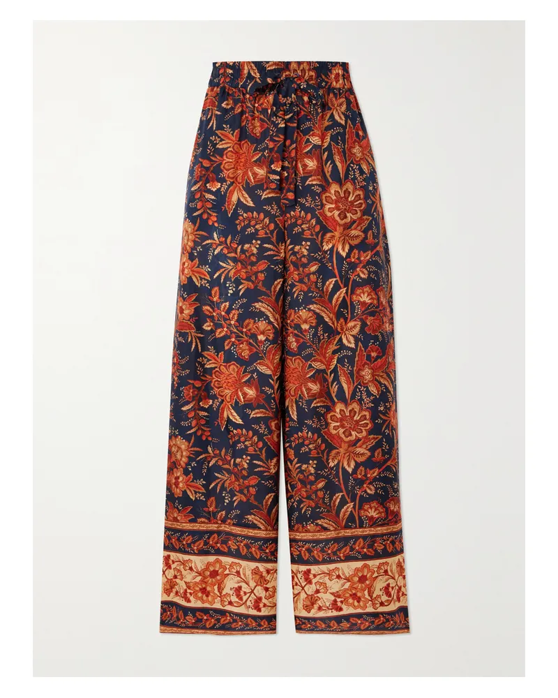 Zimmermann Net Sustain Junie Hose Mit Weitem Bein Aus Bedruckter Bioseide - Blau Blau