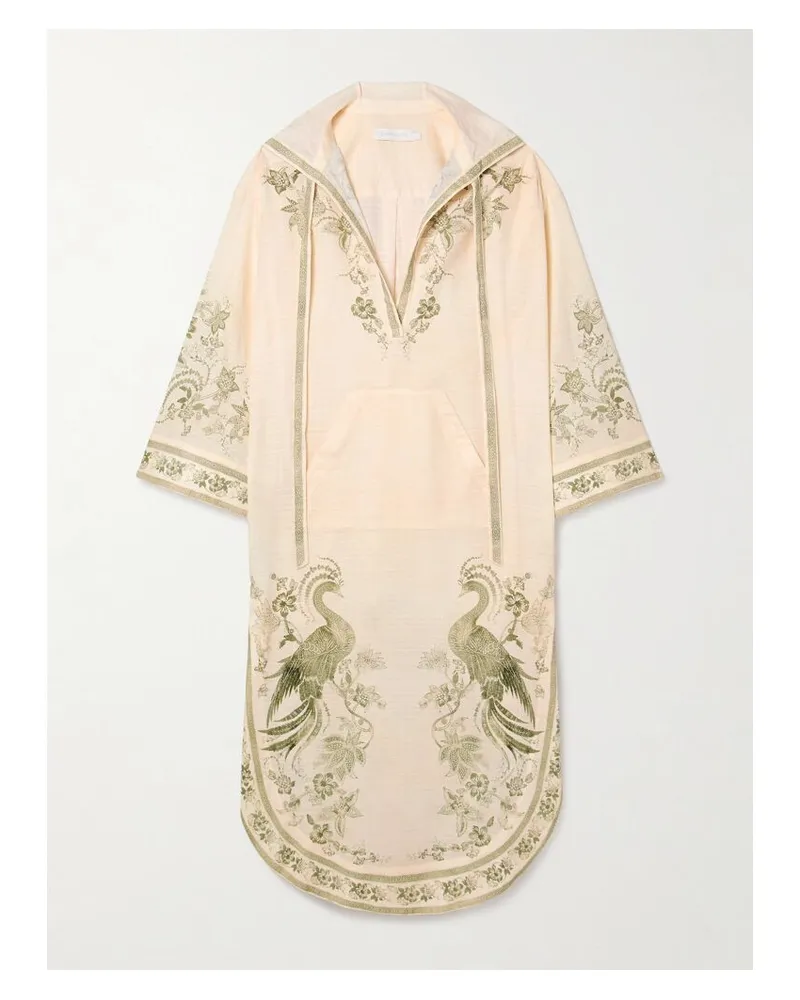 Zimmermann Ascension Midikleid Aus Baumwoll-voile Mit Prints Und Kapuze - Creme Creme