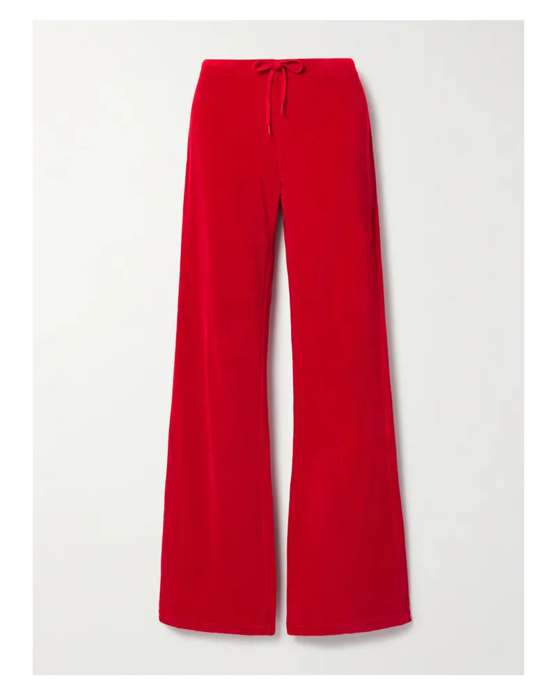 Balenciaga Distressed Cotton-velour Track Pants - Red Red