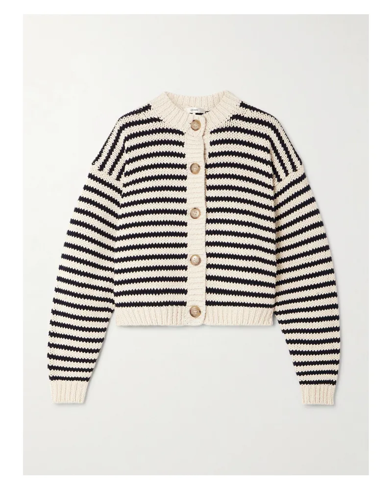 Frame Denim The Chunky Femme Cardigan Aus Gestreifter Baumwolle - Creme Creme