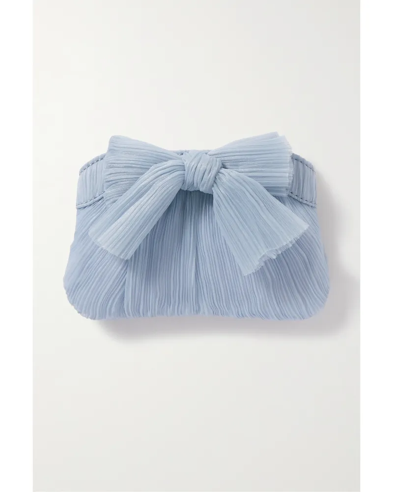 Loeffler Randall Rochelle Bow-embellished Plissé-organza Clutch - Blue Blue