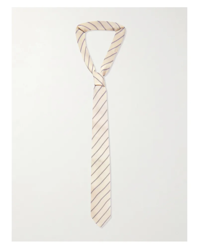 FRANKIE Shop Lene Krawatte Aus Gestreiftem Twill - Creme Creme