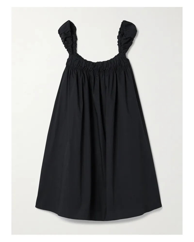 STAUD Beau Minikleid Aus Popeline Aus Einer Baumwollmischung Mit Raffungen - Schwarz Schwarz