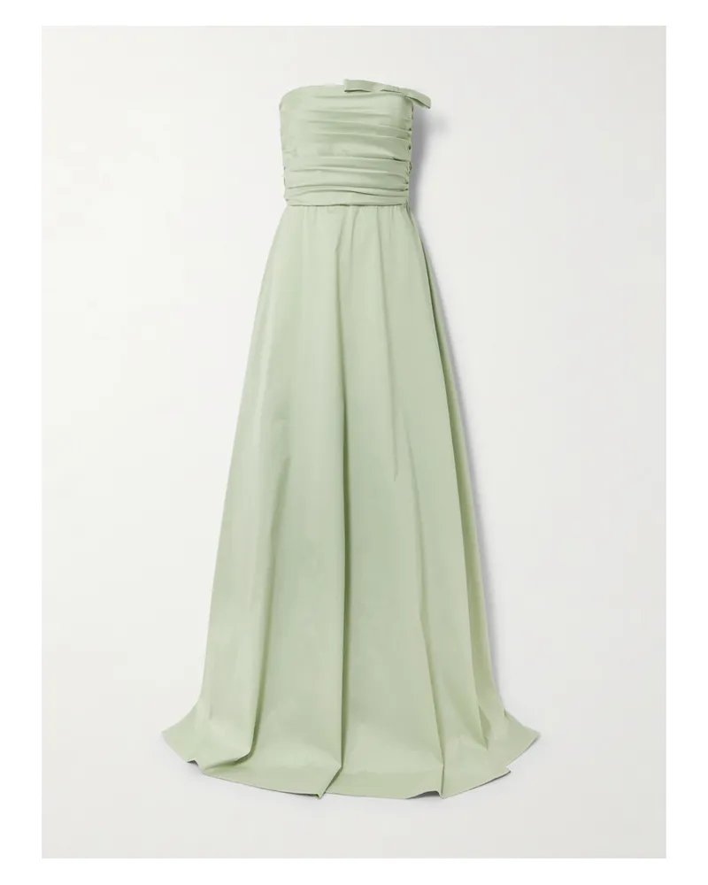 BERNADETTE Lucinda Strapless Bow-detailed Taffeta Gown - Green Green